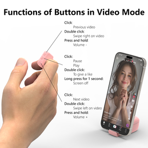 Cincin <span class=keywords><strong>Remote</strong></span> Control Dual Mode untuk TikTok & Kontrol E-book, Pengontrol Kamera Nirkabel untuk Vlog Selfie - Product Image 2