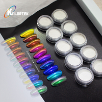 Poudre à ongles chromée multicolore Kolortek, pigment miroir changeant de couleur pour vernis gel, nail art, salon