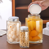 Nouveau design – Bocaux en verre à bouche profonde 4-en-1 pour cuisine (100ml, 180ml, 280ml, 380ml) avec couvercle en fer blanc pour thé, café et sucre