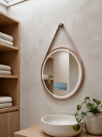Miroir rond intelligent moderne à intensité variable et à couleur ajustable