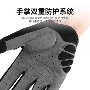 Cycling Gloves <b>Full</b> Finger Touchscreen Anti <b>Slip</b> Shock Absorbing Wear Resistant Outdoor Sports Bicycle Gloves Unisex Adult Black - Product Image 4