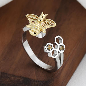 Rotatable Yellow Sunflower Bee Honeycomb Rotating <b>Ring</b> Fashion Jewelry Adjustable <b>Spinner</b> Spin Spinning Fidget <b>Rings</b> for Anxiety - Product Image 2