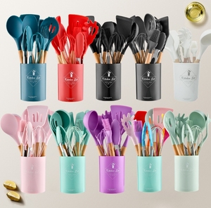 Wholesale 12 Pieces USSE Kitchen Accessories Silicone Cookware Non-stick Silicon Utensils <strong>Cooking</strong> <strong>Sets</strong> Kitchen - Product Image 5