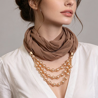 Écharpe-collier 3 couches de perles 2-en-1 en polyester, pièce maîtresse pour femme pour les soirées