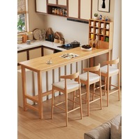 Ensemble table et tabourets rectangulaires en bois massif, mobilier de loisirs moderne avec structure détachable pour salon, bar, balcon