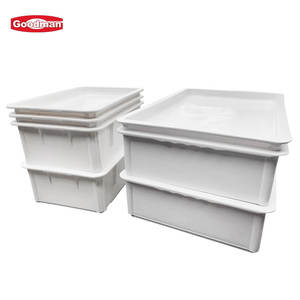 Caja de fermentación de masa de pizza rectangular de plástico con tapa, apilable, para cocina comercial, panadería, almacenamiento de alimentos, 45*32*8cm - Product Image 4
