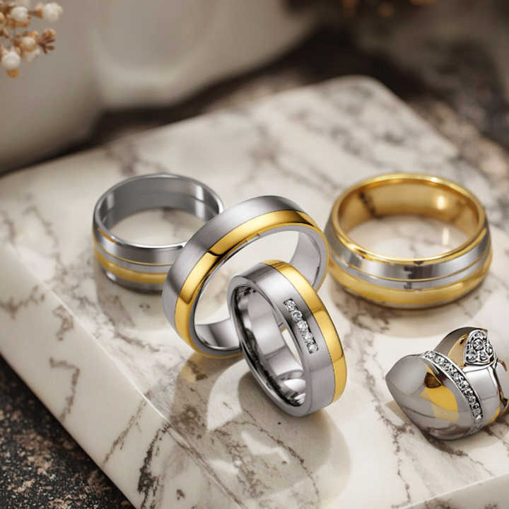 Plata 950 Anillos De Boda Plata Y Oro Alianzas De Plata Lavini