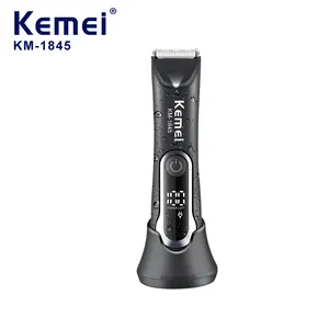 Kemei km-1845 เครื่องตัดขนสําหรับชาย USB ชาร์จมืออาชีพเครื่องตัดขนไร้สายเครื่องตัดขนพร้อมฐานไฟฟ้า