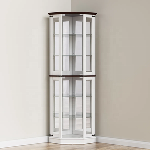 Vitrine d'angle moderne de luxe blanche avec porte en verre, étagère à <span class=keywords><strong>vin</strong></span> LED, présentoir pour objets de collection, mobilier de bar à domicile, salon - Product Image 5