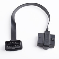 0,3 m coche OBD OBD2 OBDii 16 pines macho/hembra paso a ángulo recto OBD 16 pines macho Cable de Extensión completamente cargado