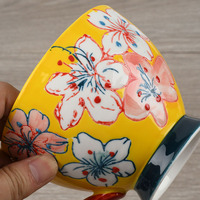 Promosi Desain Bunga Buatan Tangan Tembikar Cangkir Kopi Mug Keramik