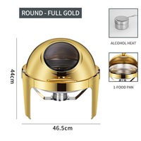 Recipiente para Calentar Comida Tipo Buffet de Acero Inoxidable Dorado con Ventana de Vidrio para Hotel, Banquete, Restaurante, Venta al por Mayor, Colores Personalizables