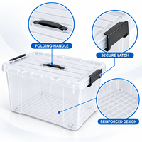Boîte de rangement transparente en PP 16L, empilable sur mesure avec poignée, organisateur de linge de maison et de serviettes pour armoire