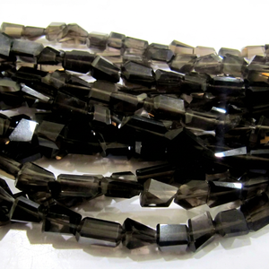 Perles de cristal de quartz fumé naturel découpées au laser, lisses et polies, 8 pouces de long - Product Image 1