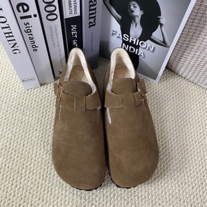Bottes d'hiver en cuir véritable doublées polaire ; Chaussures à enfiler à semelle épaisse avec embout renforcé et doublure chaude en peluche - Product Image 2