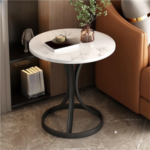 라이트 럭셔리 소결 스톤 사이드 테이블 현대 디자인 홈 가구 컨버터블 메탈 코너 나이트 스탠드/커피 테이블 세트 - Product Image 4