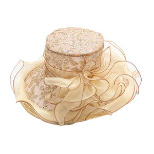 Chapeau à Paillettes en Dentelle pour Dames Élégantes, Fleur en Organza, Kentucky Derby, Mariage, Église, Chapeau de Soleil - Product Image 5