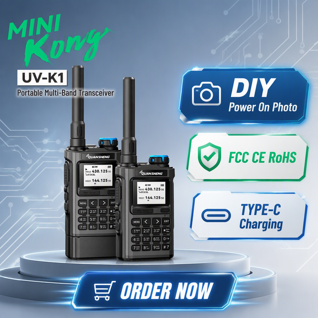 UV-K1 5W Analog Walkie Talkie 1400/2500mAh Long Range Optional USB Programming QUANSHENG