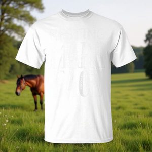 T-shirt équestre unisexe pour adulte, motif visage de cheval au repos, blanc, 100% coton - Product Image 3