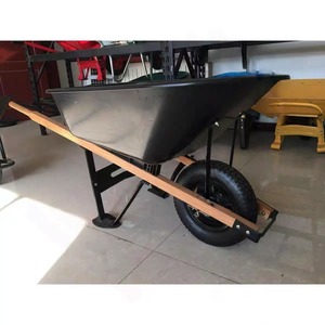 कारखाने में 100 लीटर क्षमता 200 किलोग्राम भार प्लास्टिक ट्रे wb78001 व्हीलबाररो के निर्माण और उद्यान के लिए न्यूमेटिक पहियों के साथ - Product Image 6