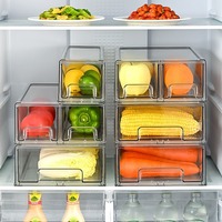 Boîte de rangement transparente en PET pour réfrigérateur, tiroir organisateur empilable, conteneur de rangement de cuisine, bac de conservation alimentaire, boîte organisatrice pour réfrigérateur