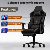 Fauteuil de bureau ergonomique pivotant avec accoudoirs rembourrés, support lombaire à 180 degrés, dossier réglable et fonction de levage pour le gaming