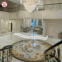 Médaillon de sol en marbre naturel découpé au jet d'eau, style européen classique de luxe pour hall de villa, médaillon de sol en marbre multicolore personnalisé