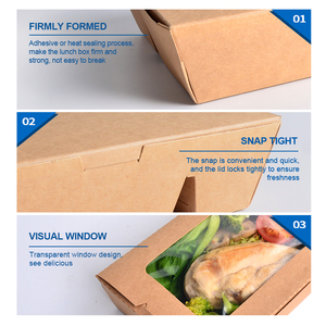 SenAng - Caja de Papel Kraft Desechable para Alimentos, Ensaladas y Almuerzos, con Ventana de PET, Ecológica, a Prueba de Fugas, Contenedor de Alimentos para Llevar - Product Image 2
