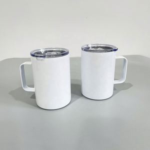 Blank Sublimation 12Oz Coffee Seamless Vacuum Camp Mugs With Handle and Slide Lids for <b>Hot</b> & Cold <b>Drinks</b> - Product Image 4