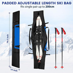 Ski Bag and Boot Bag Combo Set Adjustable Roll Top Length Fits Skis 200cm and Poles Padded Snow Ski Boot Bag Fits Size 13 OEM - Product Image 2
