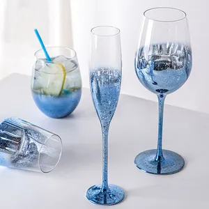 Sapsız şarap kadehleri Set 6 kristal temizle renkli şarap cam yıldızlı gökyüzü temalı Premium parlak cam bardak Tumblers