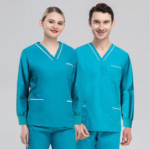 Modèle d'étiquette de logo tissu haut de gamme personnalisé unisexe Niaahinn bleu marine extensible ensembles d'uniformes médicaux - Product Image 3
