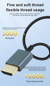 Cable Coaxial <span class=keywords><strong>HDMI</strong></span> a <span class=keywords><strong>Micro</strong></span>/<span class=keywords><strong>Mini</strong></span> <span class=keywords><strong>HDMI</strong></span>/<span class=keywords><strong>HDMI</strong></span> Ultrafino y Flexible de 2.5mm de Diámetro Exterior, Cable de Audio/Vídeo HD de 8K para Cámaras y Monitores - Product Image 3