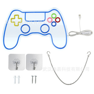 ตัวควบคุมเกม ป้ายไฟนีออน ไฟ LED ตกแต่ง กรอบสีฟ้า พร้อมปุ่มหลากสี ใช้พลังงานจาก USB สำหรับห้องอีสปอร์ต ห้องเกม - Product Image 3
