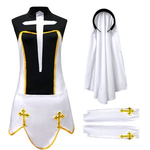 Disfraz de Monja para Halloween Yi Xiaoyi, Disfraz de Cosplay para Mujer Adulta, Vestido Cruzado Blanco y Negro, Juego de Roles de Mascarada - Product Image 5