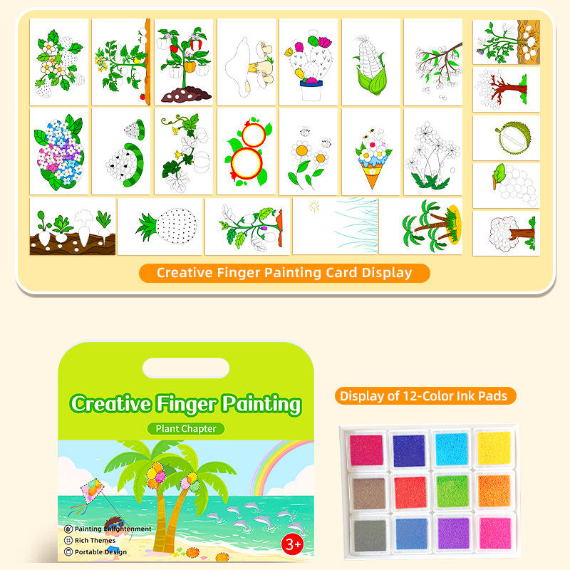 Peinture au doigt DIY - Édition Plantes - Palette d'impression 12 couleurs