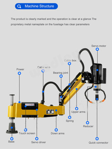M3-M16 JIS DIN ISO Chucks Hot Sale Electric Tapping Machine Automatic M16 Screws Arm With Air Blowing and Oiling - Product Image 5