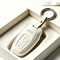 Housse de clé pour Audi avec porte-clés, compatible avec Audi A3 A4 A6 A7 A8 Q7 Q8 S3 TT R8 S6 RS6 RS7, étui de protection pour clés intelligentes en cuir