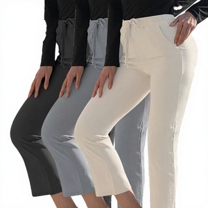 Pantalon de yoga décontracté à jambe droite avec logo personnalisé, effet push-up, cordon de serrage, séchage rapide, sensation douce, poches latérales, coupe régulière, style Lulu Jogger - Product Image 3