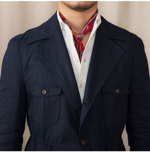 Nuova Collezione Primavera 2025 Giacca Safari Retrò da <span class=keywords><strong>Uomo</strong></span> 100% <span class=keywords><strong>Lino</strong></span> Traspirante di Alta Qualità Giacca Casual Multitasche da Gentiluomo per <span class=keywords><strong>Uomo</strong></span> - Product Image 6