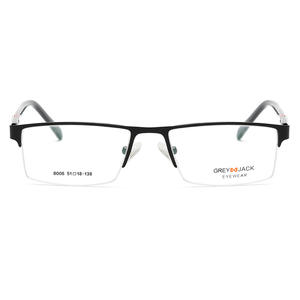 แว่นตาเกรย์แจ็คแบบกึ่งไร้ขอบ 8006 51-18-138 ทรงสี่เหลี่ยมผืนผ้า สำหรับทุกเพศ เลนส์ป้องกันรังสียูวีแบบเรียบ กรอบโลหะ - Product Image 1