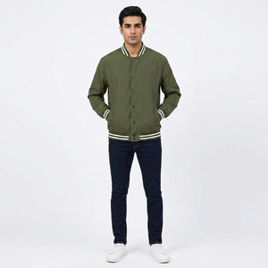 Vestes universitaires personnalisées pour hommes en gros avec col montant et logo frontal, 100 % coton respirant, service OEM - Product Image 1