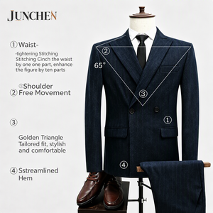 Completo Casual da <span class=keywords><strong>Uomo</strong></span> per Affari, Due Pezzi, Giacca e Pantaloni, Stile Elegante da Ufficio, Abbigliamento Maschile all'Ingrosso - Product Image 6