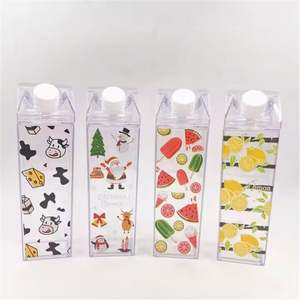 500ML 17Oz Transparent Plastic Square Water <b>Bottle</b> Juice Acrylic Milk <b>Bottles</b> With Custom Logo - Product Image 3