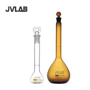 ขวดวัดปริมาตรแก้วโบโรซิลิเกตสีอำพัน/ใส คอยาว 5-2000 มล. รับผลิตตามแบบ OEM รุ่น JVLAB รุ่น JVF - Product Image 5