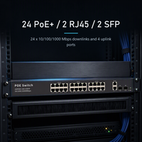 Commutateur PoE Gigabit 24 ports, un seul câble pour la transmission de l'alimentation et des données, pour l'installation de caméras IP et d'accessoires d'accès (AP)