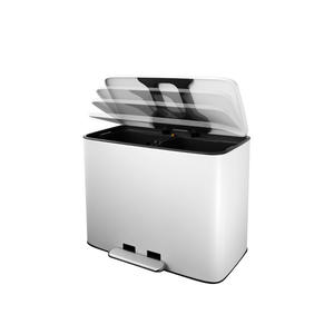 Poubelle de recyclage en acier inoxydable rectangulaire à pédale 2 kg blanc gris argent pour intérieur cuisine salle de bain - Product Image 1