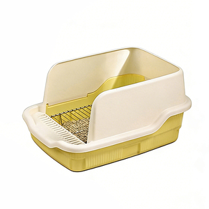 Toilette pour chien moderne à trois côtés avec protection anti-éclaboussures, bac à litière pour l'apprentissage de la propreté des chiots avec <span class=keywords><strong>grille</strong></span> en acier inoxydable, convient aux animaux de petite et moyenne taille - Product Image 1