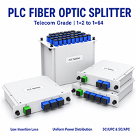 Répartiteur PLC 1x2 1x4 1x8 1x16 1x32 1x64 Type d'insertion Répartiteur à fibre optique SC UPC Monomode FTTH FTTX PON GPON ODN Faible perte
