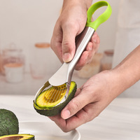 3-in-1 Handmatige RVS Avocado Snijder, Cutter, Pulp- en Pitverwijderaar, Dubbelzijdig Avocado Mes, Groentegereedschap, Vaatwasserbestendig